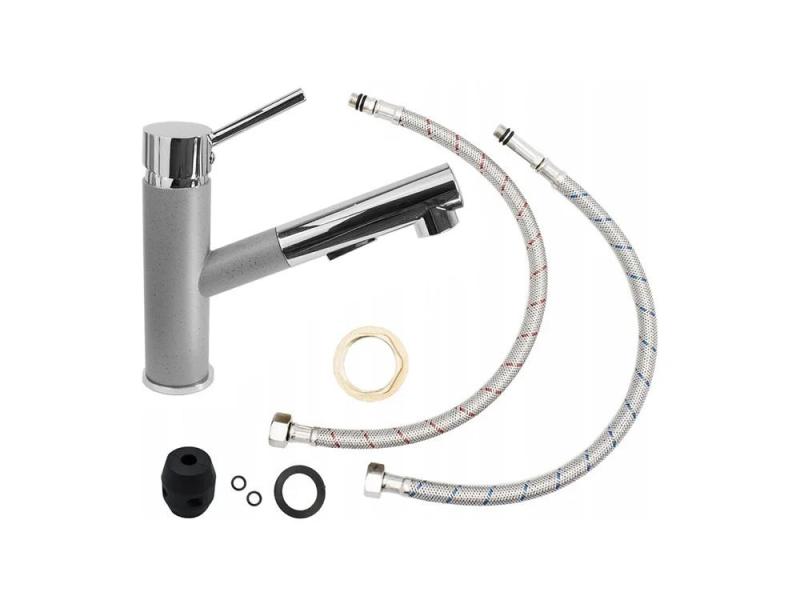 Graniteland Ceres Kuchynská Batéria Sivá s Vytiahnuteľným Výtokom a Dvojfunkčnou Ručnou Sprchou 1208970710