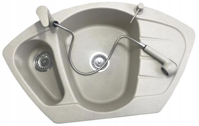 Graniteland Rhea Kuchynská zmiešavacia batéria  Beige piesok s Výsuvným Výlevom a Dvojfunkčnou Ručnou Sprchou 1208970713