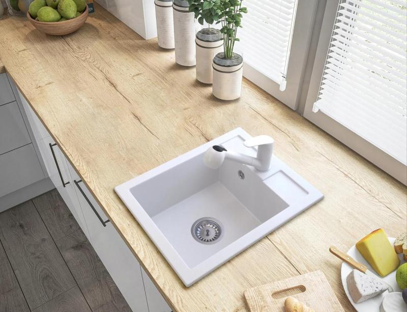 Graniteland Rhea Kuchynská batéria Biela s Výsuvnou Výpusťou a Dvojfunkčnou Ručnou Sprchou 1208970714