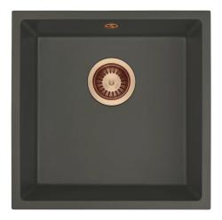 GraniteMy Universal Granitový Sivý, tmavý Umyvadlo 40x40 cm Montáž na vrchu, Montáž na spodku a Plochá montáž s Medenou zátkou 1208970749