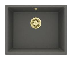 GraniteMy Universal Granitový Sivý, tmavý Drez 50x40 cm Nadstavba, Podstavba a Rovná montáž s Zlatým Zátkou 1208970756