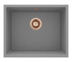 GraniteMy Univerzálny Granitový Šedý Drez 50x40 cm Na Montáž, Podmontáž a Rovnú Montáž s Medenou Zátkou 1208970761