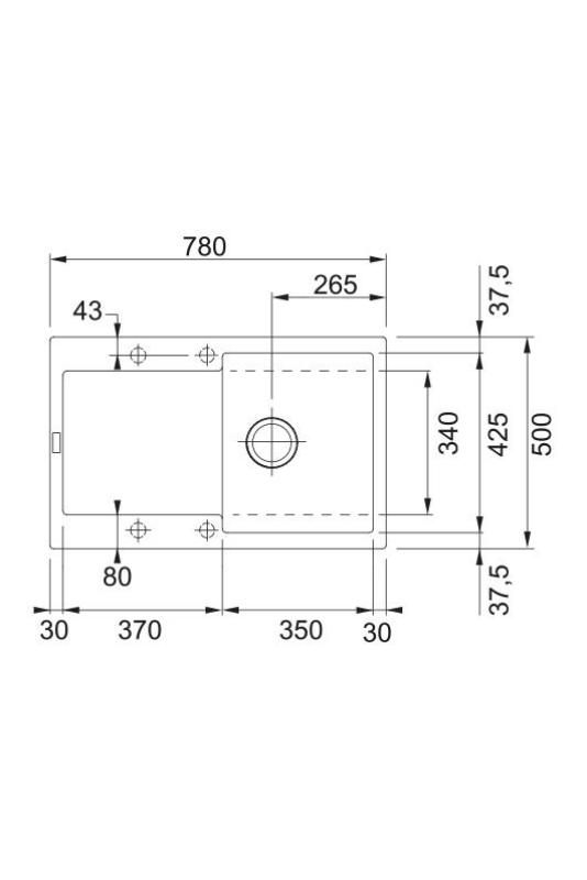 Franke Maris MRG 611-78 Fragranite Mat Čierna Drez 78 x 50 cm Nadstavba s Odkvapkávačom 114.0628.968