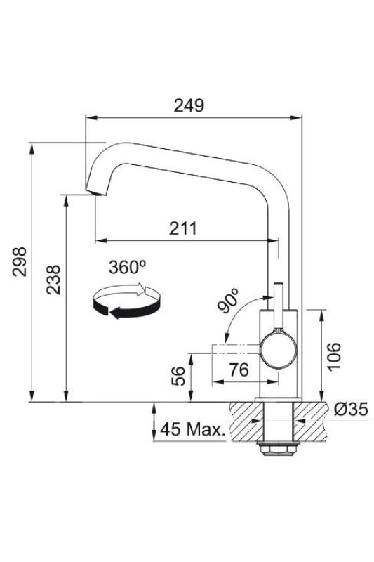 Franke Lina U Kuchynská batéria Otáčateľný výtok Čierna 115.0728.474