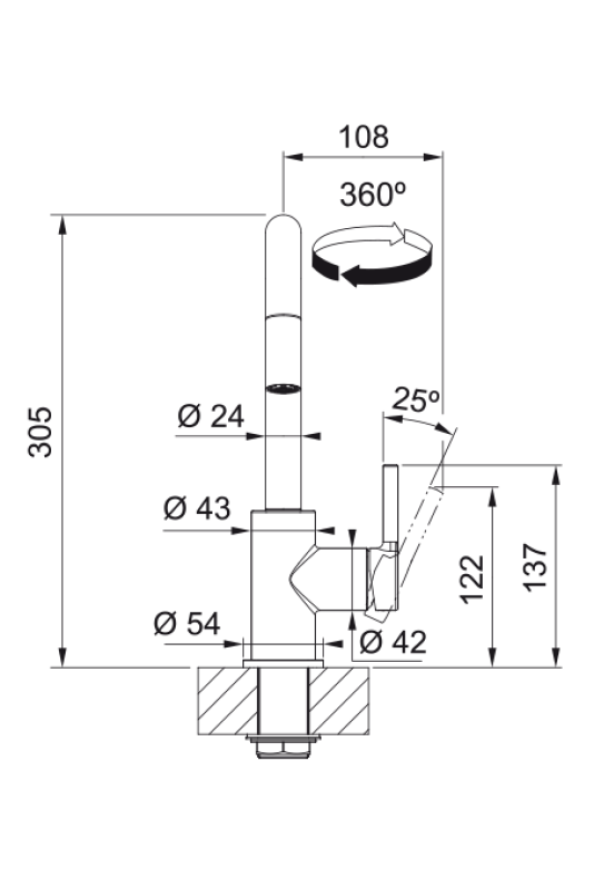 Franke Lina U Kuchynská batéria Chróm Výsuvný výtok 115.0728.476