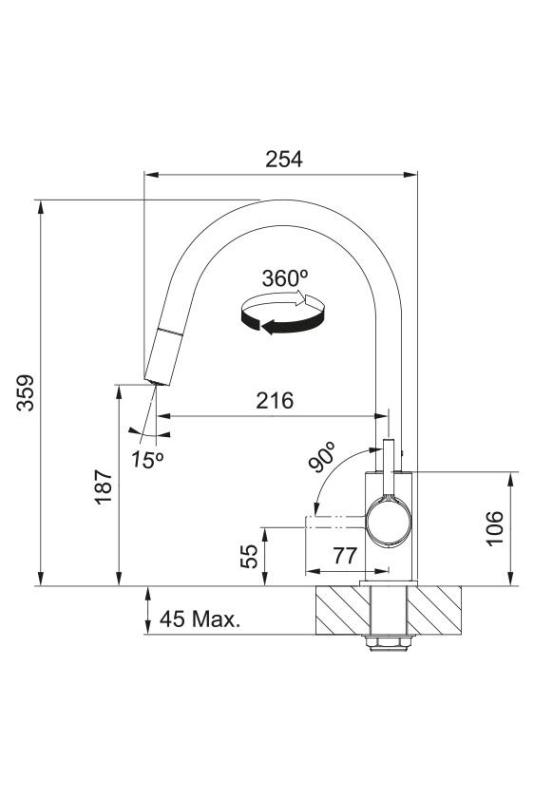 Franke Lina Kuchynská batéria Chrome s výsuvnou ručnou sprchou 115.0693.229