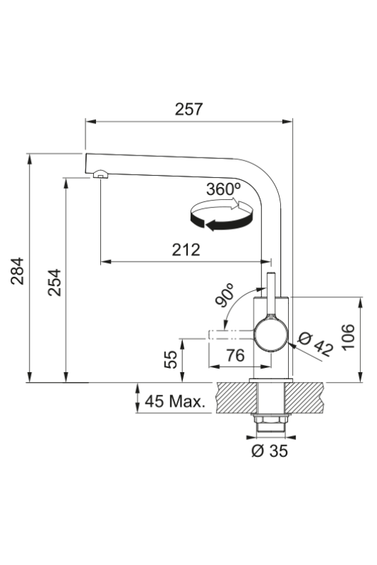 Franke Lina L Kuchynská batéria Otočná výpustná rúrka Stone grey 115.0728.480