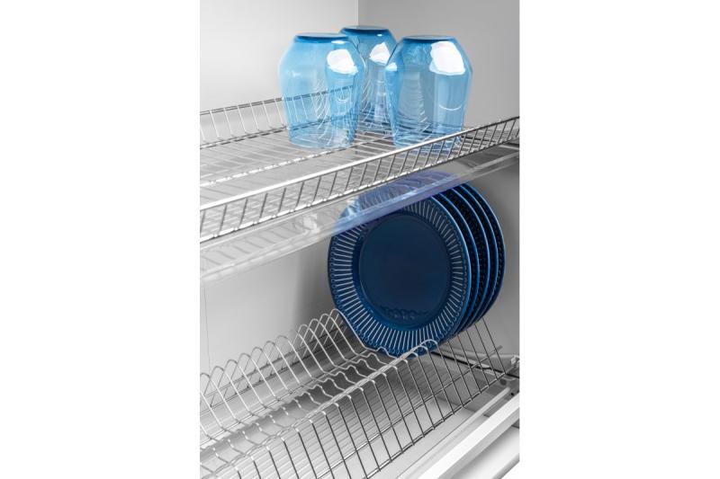 Drainer GTV BASIC 3, dve úrovne, skriňa 800, pre dosky o hrúbke 16 - 18 mm, 2x zásuvka, chróm