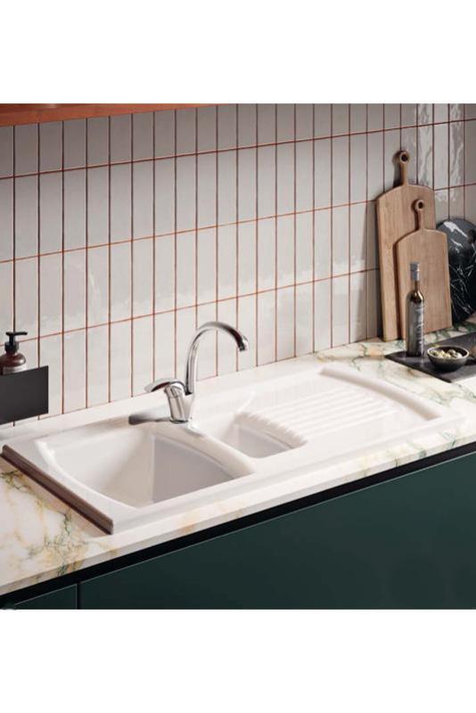 Ausmann Ceramic Crest 1,5 Keramický Biely Umyvadlo s Odkvapkávaním 995 x 497 mm 1208971131