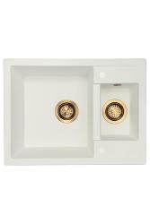 GraniteMy Smart extra plytký 1,5 granitový nástavbový biely drez 58x44cm s medeným zátkou 1208970052