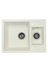 GraniteMy Smart extra plytký 1,5 granitový nástavbový biely drez 58x44cm s gun metal zátkou1208971225