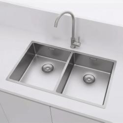 Pure.Sink Prestige Dvojitý nerezový drez 70x40 cm s polomerom 10mm pre podstavbu, rovnú montáž a montáž na povrch PPG343440-02