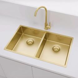 Pure.Sink Prestige Dvojitý zlatý drez 70x40 cm 10mm rádius podstavcový, rovný a nadstavbový PPG343440-60