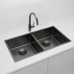 Pure.Sink Prestige Dvojitý Gun metal drez 82x40 cm 10mm rádius podstavcový, rovný a nadstavbový PPG404040-61