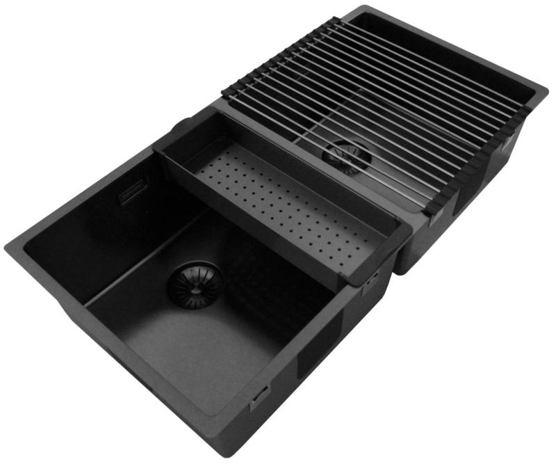 Pure.Sink Prestige Dvojitý Gun metal drez 82x40 cm 10mm rádius podstavcový, rovný a nadstavbový PPG404040-61