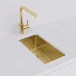 Pure.Sink Exclusivo malý zlatý drez 18x40 cm 10mm polomer podstavca, plochá výstavba a nadstavba PEX1840-60
