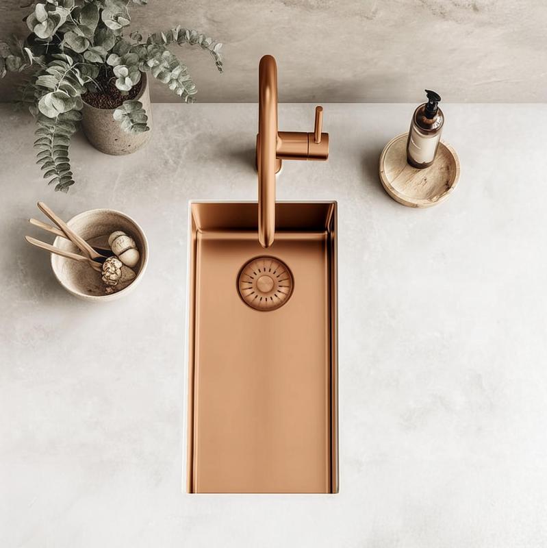 Pure.Sink Exclusivo malý medený drez 18x40 cm, rádius 10mm, podstavcová, plochá a nadstavbová montáž PEX1840-62