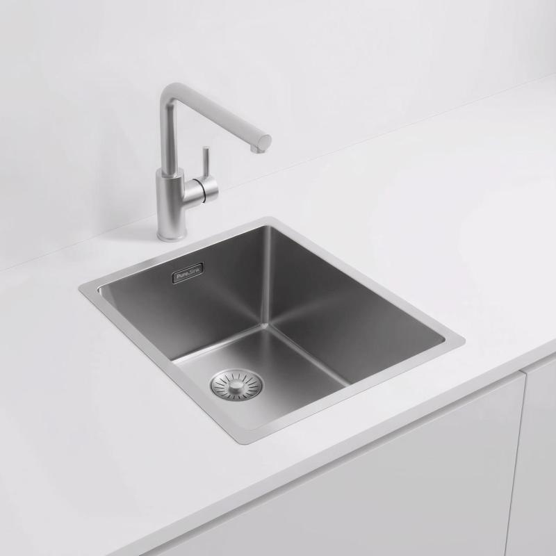 Pure.Sink Exclusivo RVS umývadlo 34x40 cm 10mm rádius podstavca, rovnomontáže a nadstavby PEX3440-02