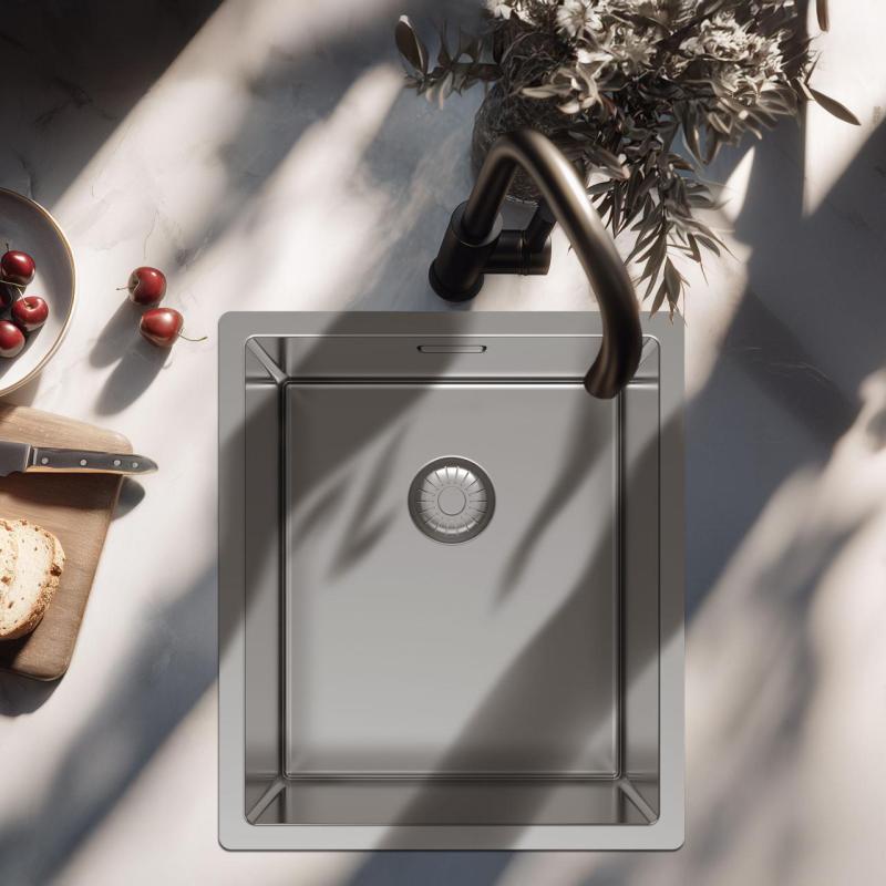 Pure.Sink Exclusivo RVS umývadlo 34x40 cm 10mm rádius podstavca, rovnomontáže a nadstavby PEX3440-02