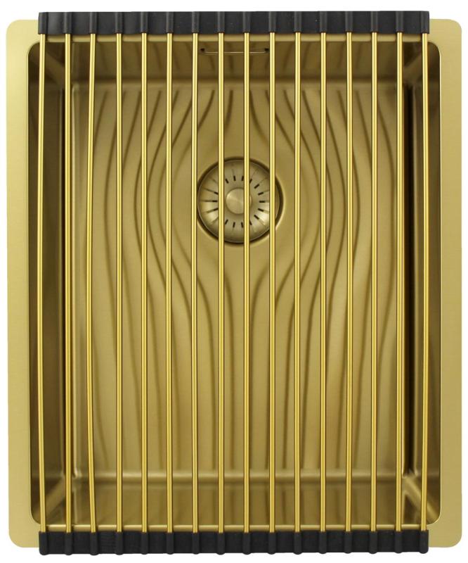 Pure.Sink Exclusivo Zlatý drez 34x40 cm s polomerom 10mm pre spodnú montáž, rovnú montáž a vrchnú montáž PEX3440-60