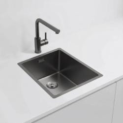 Pure.Sink Exclusivo Gun metal umývadlo 34x40 cm 10mm rádius podstavca, rovná konštrukcia a nadstavba PEX3440-61