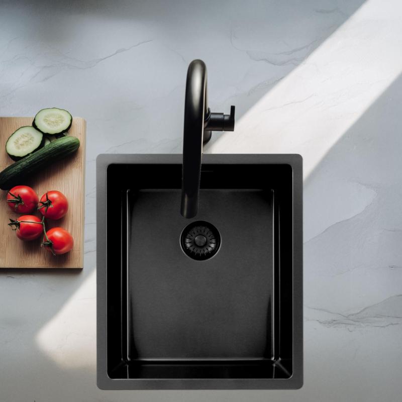 Pure.Sink Exclusivo Gun metal umývadlo 34x40 cm 10mm rádius podstavca, rovná konštrukcia a nadstavba PEX3440-61