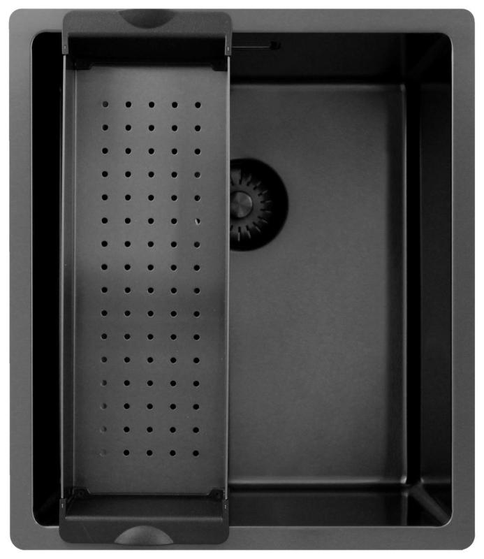 Pure.Sink Exclusivo Gun metal umývadlo 34x40 cm 10mm rádius podstavca, rovná konštrukcia a nadstavba PEX3440-61