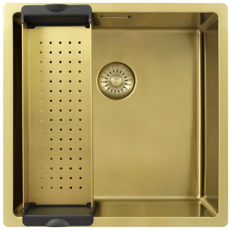 Pure.Sink Exclusivo Zlatý drez 40x40 cm 10mm rádius podstavce, ploché konštrukcie a nadstavby PEX4040-60