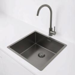 Pure.Sink Exclusivo Gun metal drez 40x40 cm 10mm rádius podstavcový, plochý a nadstavbový PEX4040-61