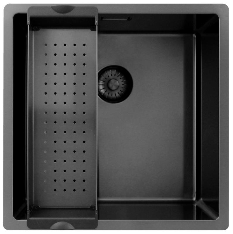 Pure.Sink Exclusivo Gun metal drez 40x40 cm 10mm rádius podstavcový, plochý a nadstavbový PEX4040-61