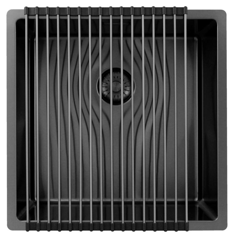 Pure.Sink Exclusivo Gun metal drez 40x40 cm 10mm rádius podstavcový, plochý a nadstavbový PEX4040-61