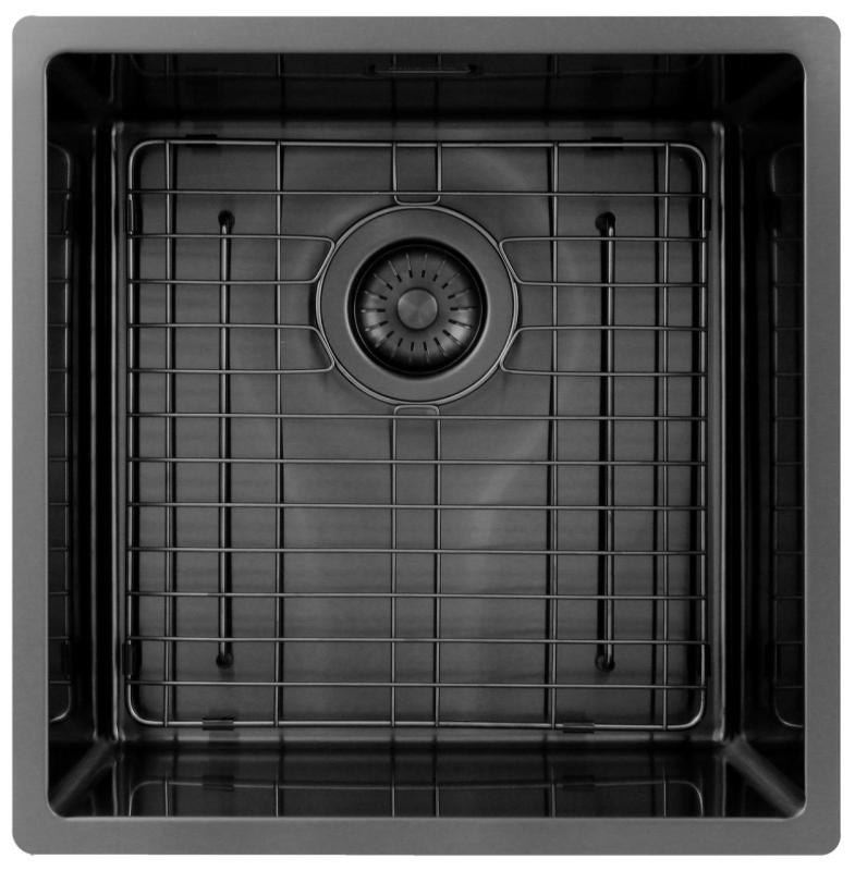 Pure.Sink Exclusivo Gun metal drez 40x40 cm 10mm rádius podstavcový, plochý a nadstavbový PEX4040-61