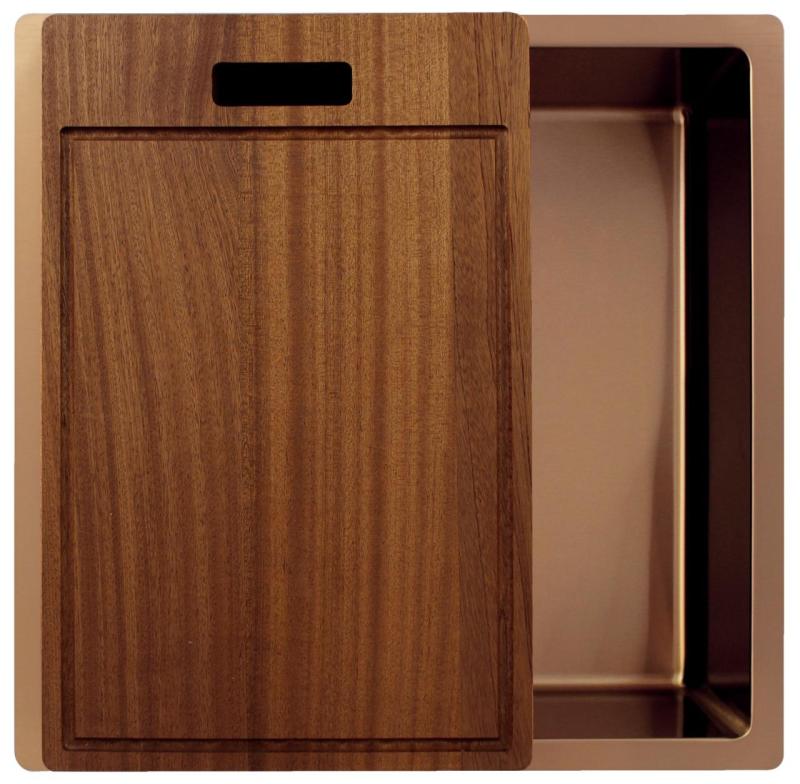 Pure.Sink Exclusivo Meďový drez 40x40 cm 10mm rádius podstavca, rovný stavebný a nástavbový PEX4040-62