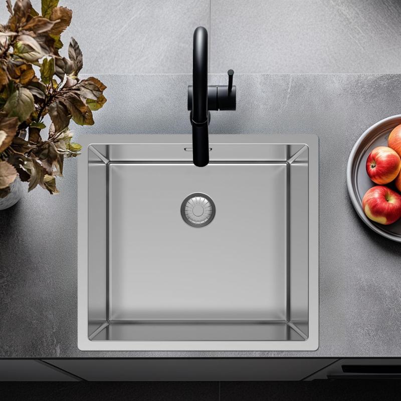 Pure.Sink Exclusivo RVS drez 45x40 cm 10mm polomer podstavce, rovná konštrukcia a nadstavba PEX4540-02