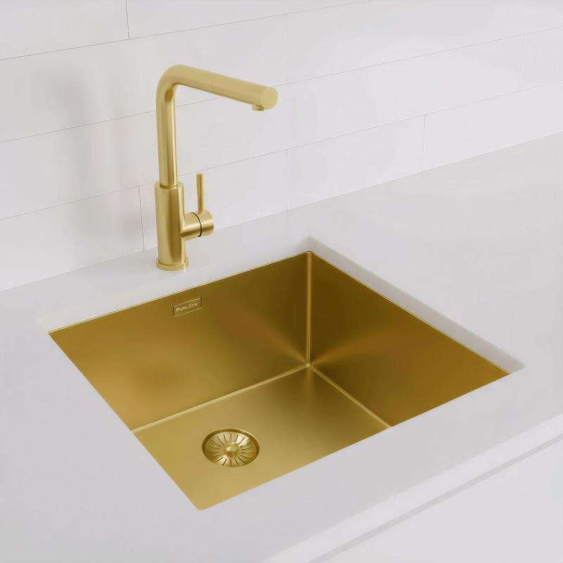Pure.Sink Exclusivo Zlatý drez 45x40 cm 10mm polomer podstavcový, plochý a nadstavbový PEX4540-60