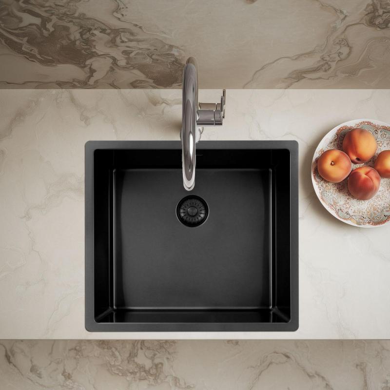 Pure.Sink Exclusivo Gun metal drez 45x40 cm 10mm rádius podstavca, rovného stavebného prvku a nadstavby PEX4540-61
