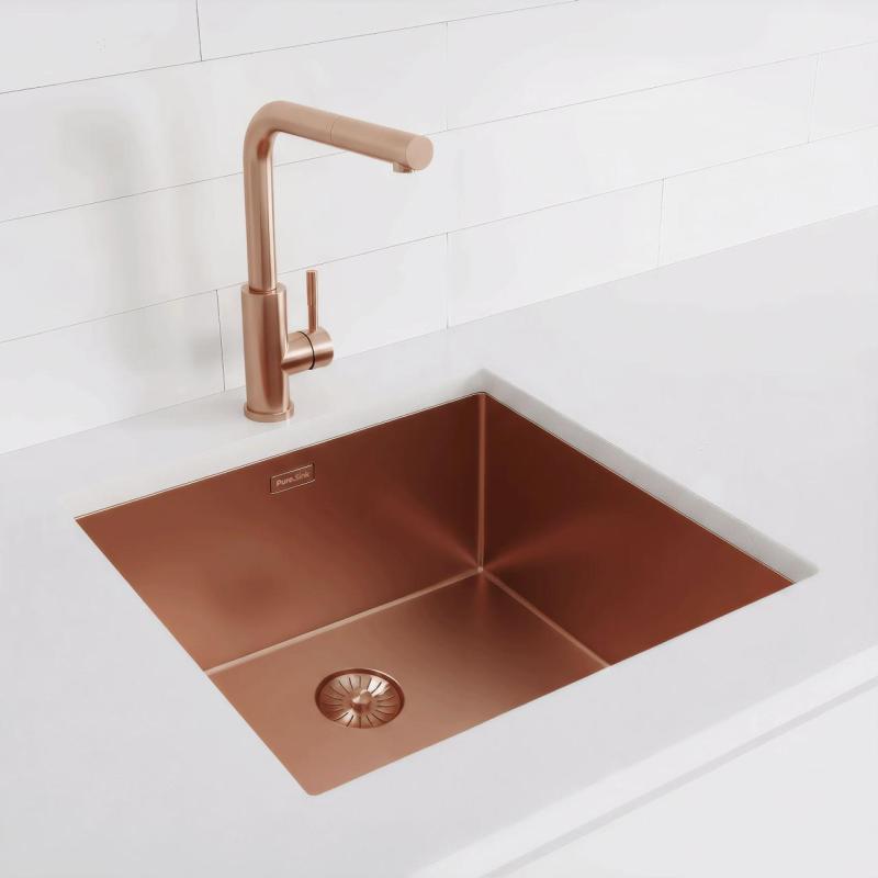 Pure.Sink Exclusivo Medené umývadlo 45x40 cm 10mm polomer podstavca, plochá konštrukcia a nadstavba PEX4540-62