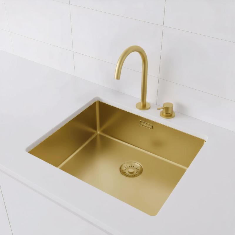 Pure.Sink Exclusivo Zlatý drez 50x40 cm 10mm rádius podstavca, rovný stavebný a nadstavbový PEX5040-60