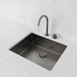 Pure.Sink Exclusivo Gun metal drez 50x40 cm 10mm rádius podstavca, rovný stavebný a nástavbový PEX5040-61