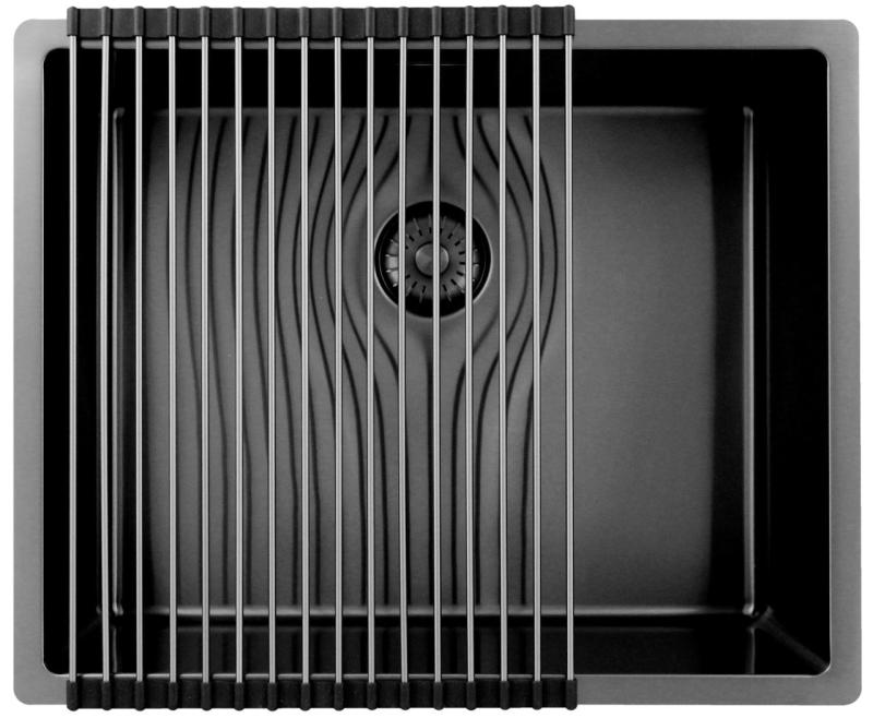 Pure.Sink Exclusivo Gun metal drez 50x40 cm 10mm rádius podstavca, rovný stavebný a nástavbový PEX5040-61