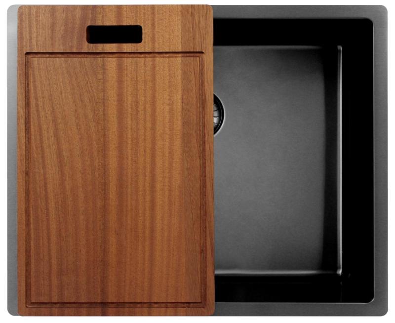 Pure.Sink Exclusivo Gun metal drez 50x40 cm 10mm rádius podstavca, rovný stavebný a nástavbový PEX5040-61