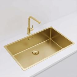 Pure.Sink Exclusivo Veľký zlatý drez 70x40 cm 10mm polomer podstavca, rovný vstavaný a nadstavbový PEX7040-60