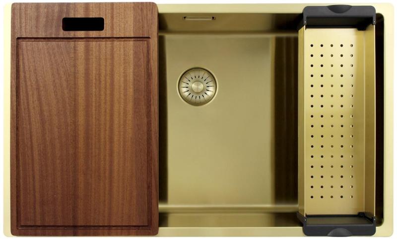 Pure.Sink Exclusivo Veľký zlatý drez 70x40 cm 10mm polomer podstavca, rovný vstavaný a nadstavbový PEX7040-60