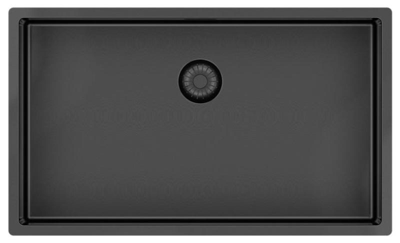 Pure.Sink Exclusivo veľký Gun metal drez 70x40 cm 10mm rádius podstavca, rovná vložka a nadstavba PEX7040-61