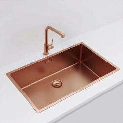 Pure.Sink Exclusivo veľký Meďný drez 70x40 cm 10mm polomer podstavca, rovná vložka a nadstavba PEX7040-62