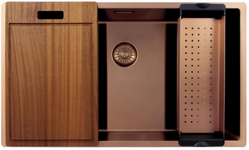 Pure.Sink Exclusivo veľký Meďný drez 70x40 cm 10mm polomer podstavca, rovná vložka a nadstavba PEX7040-62