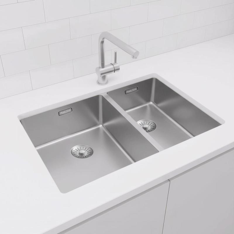 Pure.Sink Exclusivo RVS 1,5 polovicný drez 34+18 cm 10mm polomer PEX341840-02