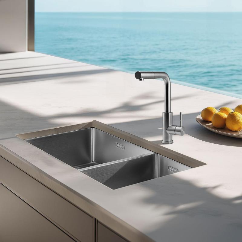 Pure.Sink Exclusivo RVS 1,5 polovicný drez 34+18 cm 10mm polomer PEX341840-02