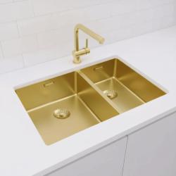 Pure.Sink Exclusivo Zlatý 1,5 jedno a pol drez 34+18 cm 10mm rádius PEX341840-60