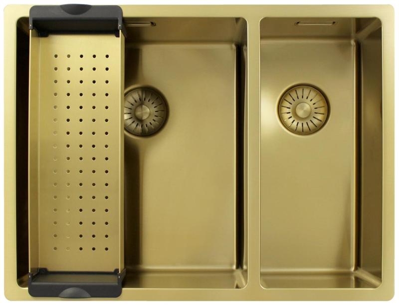 Pure.Sink Exclusivo Zlatý 1,5 jedno a pol drez 34+18 cm 10mm rádius PEX341840-60